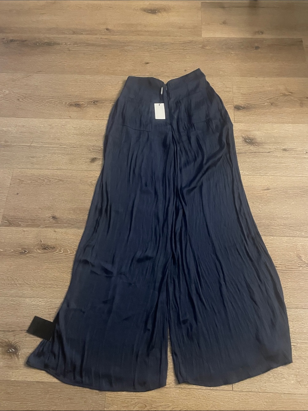 JLUXLABEL Navy Wide-Leg Crinkle Palazzo Pants - Picture 8 of 10